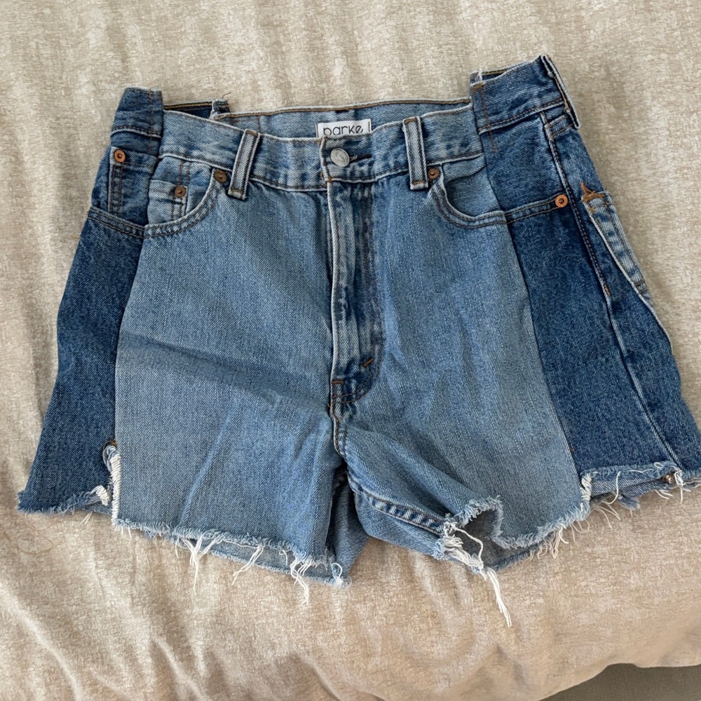 Parker Blue Two-Tone Jean Shorts